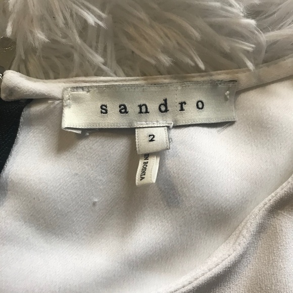 Sandro Color Block 3/4 Sleeve Sheath Midi Dress - Picture 3 of 8